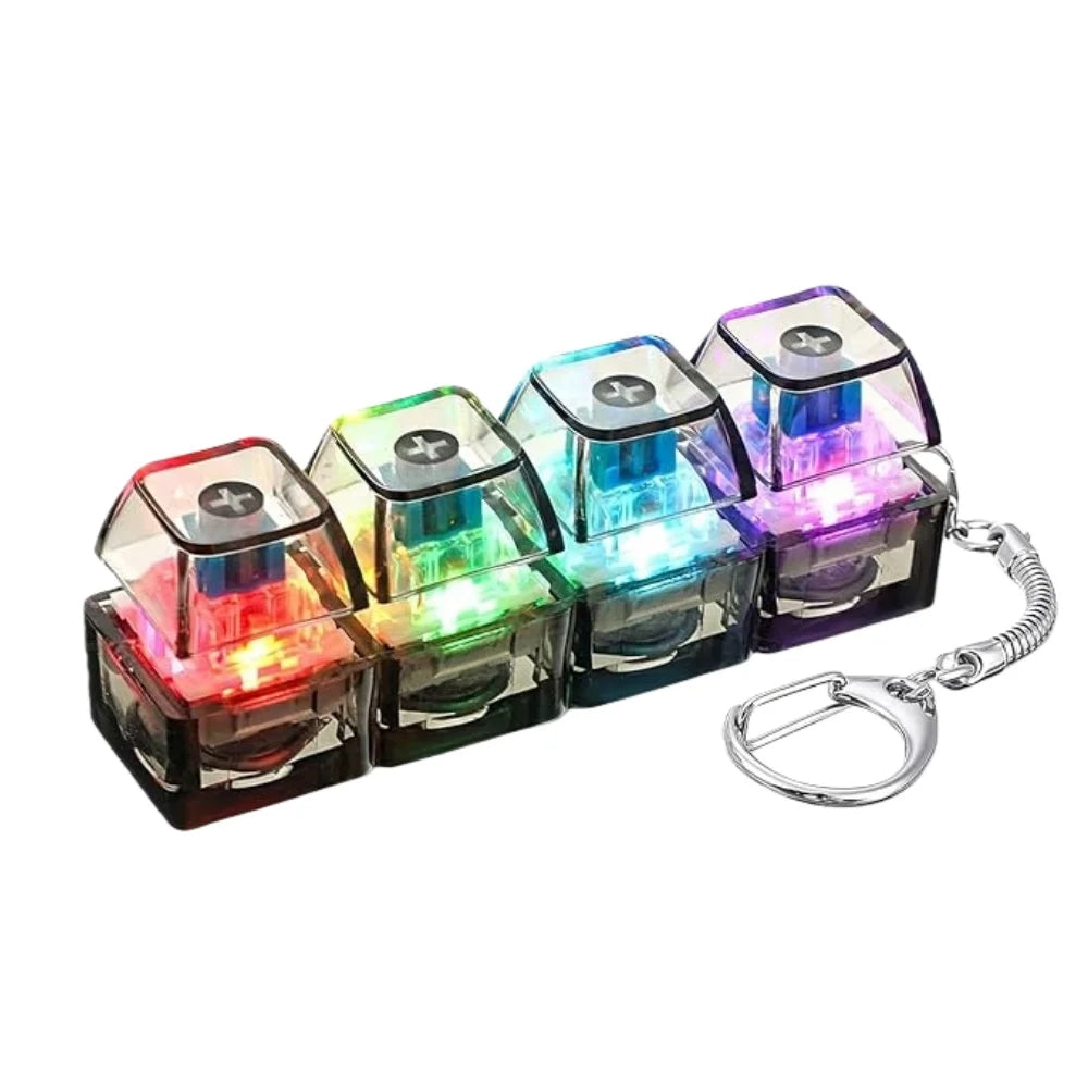 LED Click Keychain | Stress Relief Light Up Keyboard Toy for Anxiety