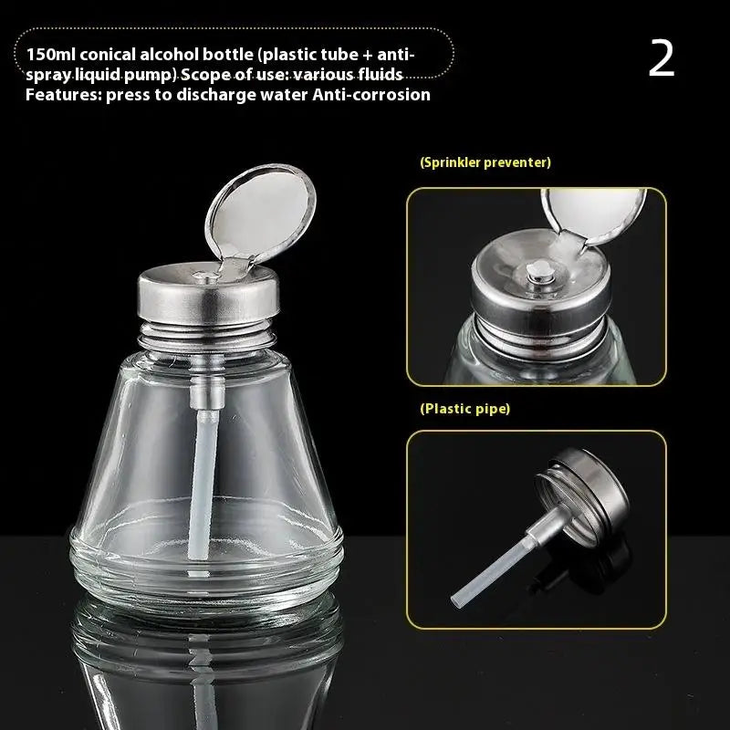 Glass Nail Polish Bottle with Pump | Refillable Dispenser for Remover and Cleaner