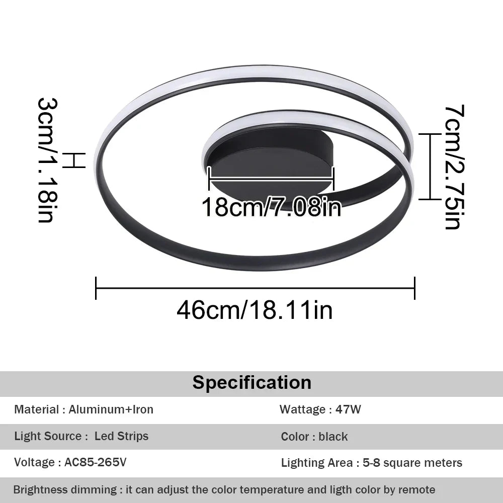 DecorBites™ Dimmable LED Chandelier Light Remote Ceiling Lamp Gold White Black Fixture