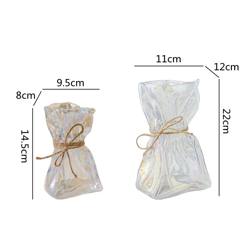DecorBites™ Clear Glass Folded Road Vase - Creative Handcrafted Hydroponic Art Vase