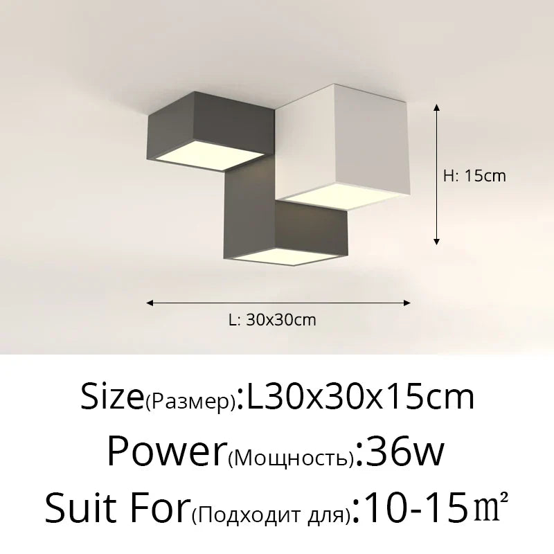 DecorBites™ Geometric LED Ceiling Light for Modern Bedroom, Study Room - Black/White Luxe Design