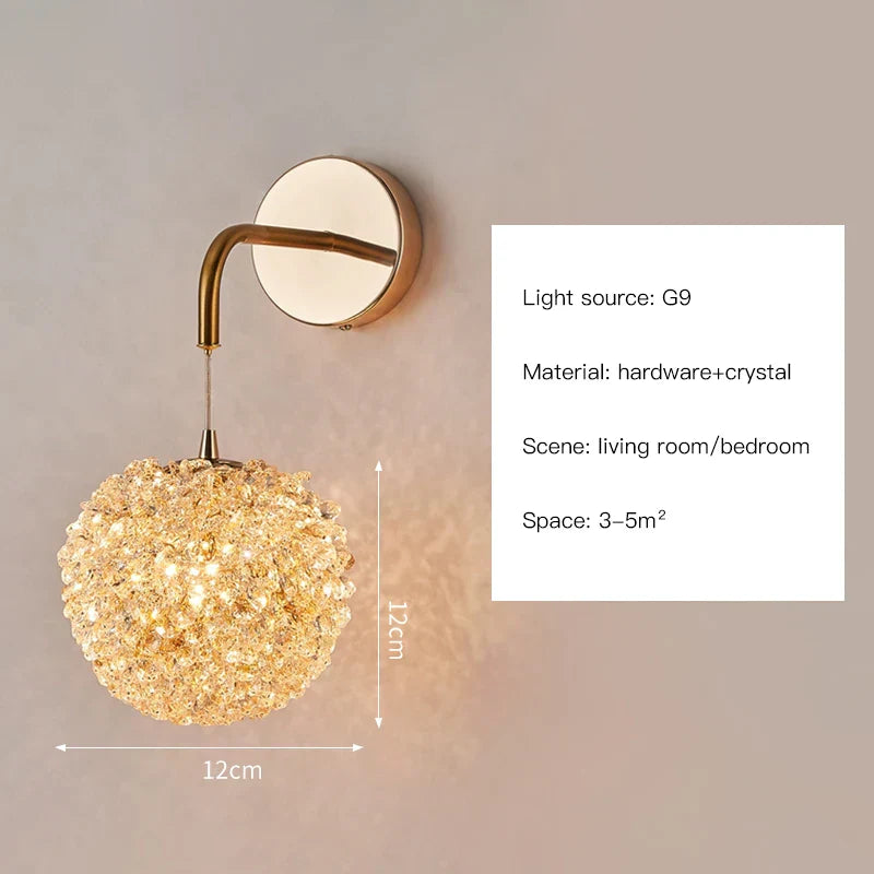 DecorBites™ Crystal Wall Sconce | Modern Designer Copper Wall Lamp for Home Decor Lighting