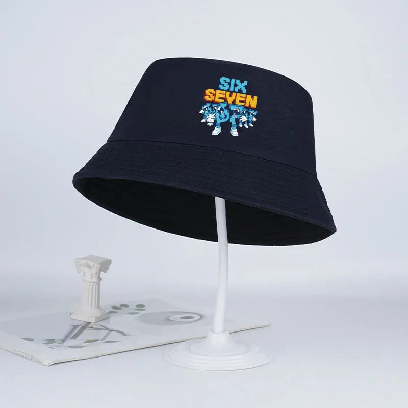 Pixel Robot Fisherman Hat for Kids | Digital Cartoon Sun Hat