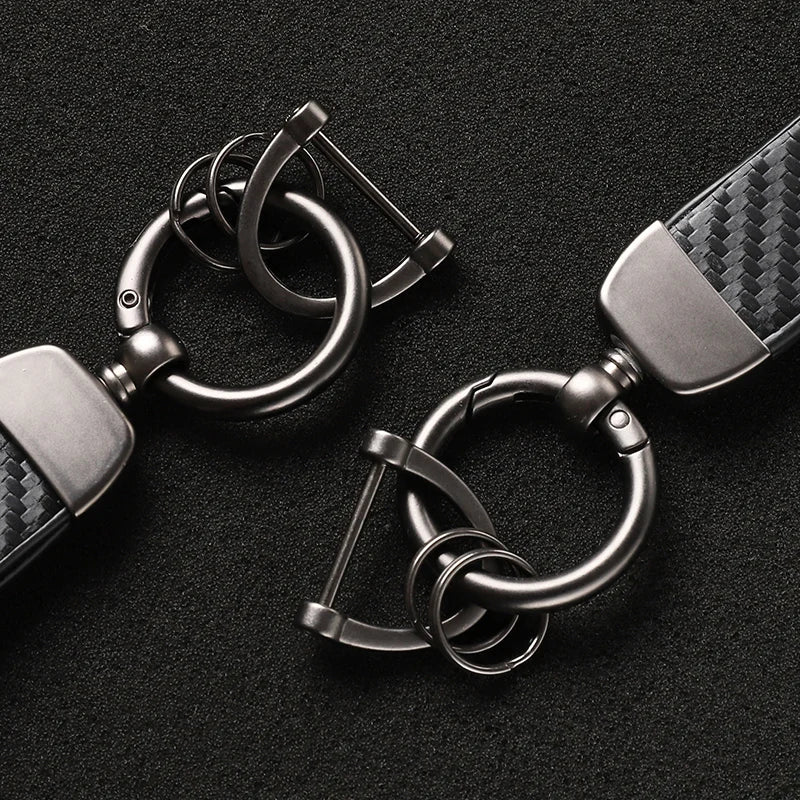 Car Carbon Fiber Style Keychain | Lada Accessory with Microfiber Leather