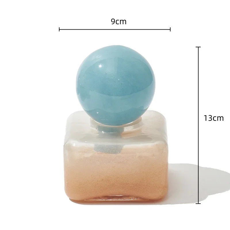 DecorBites™ Geometric Sphere Glass Vase with Lid, Desktop Storage Container