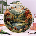 Beginners Hand Embroidery Kit - Mountain & Moon Landscape with Fabric & Threads