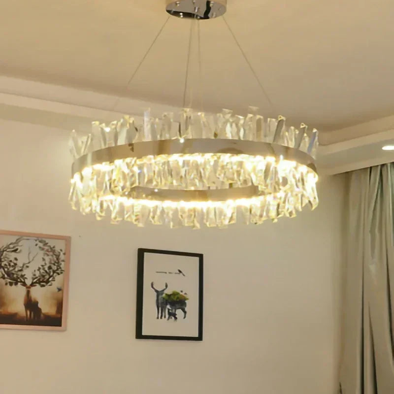 DecorBites™ Crystal LED Ring Chandelier for Luxury Decor & Lighting