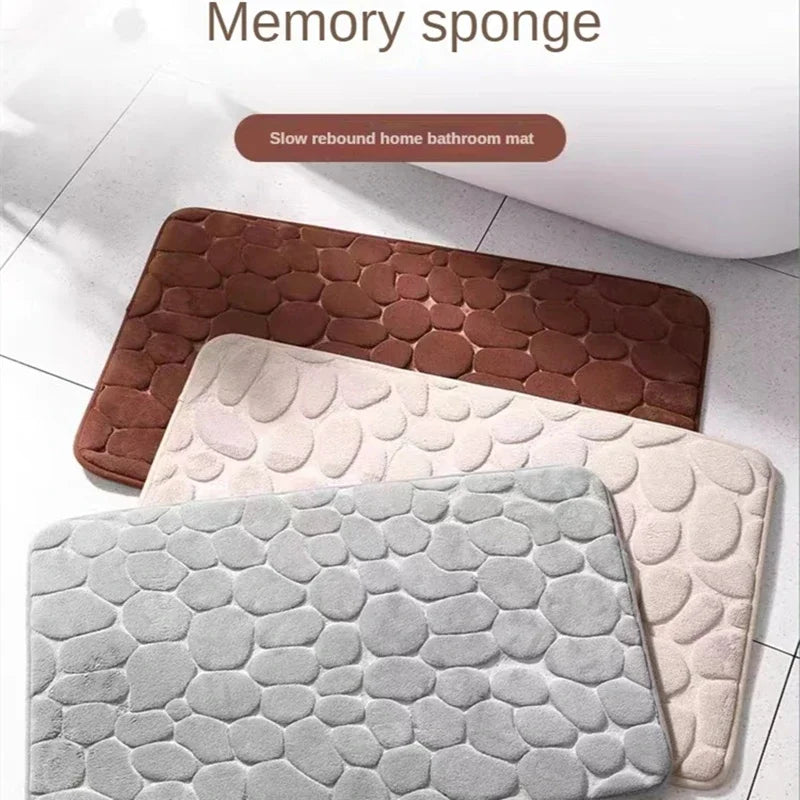 Cobblestone 3D Bath Mat | Non Slip Absorbent Quick Dry Bathroom Rug