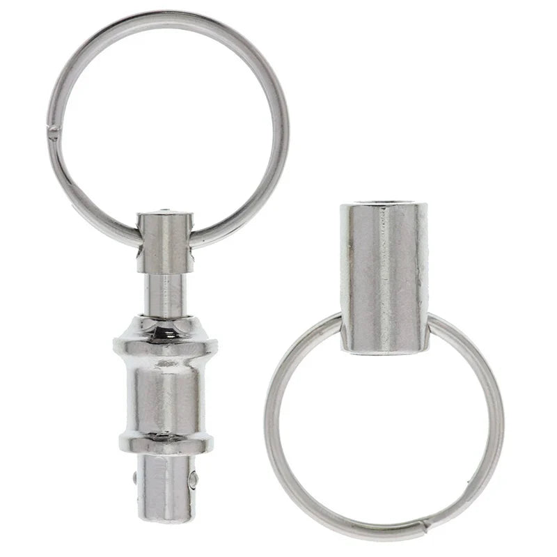 Detachable Key Ring with Snap Lock | Steel Chrome Keychain Holder