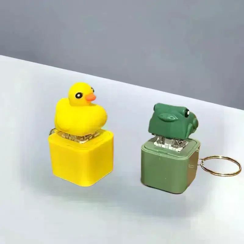 Funny Croaking Frog Duck Keychain | Rechargeable Fidget Clicker with LED Light