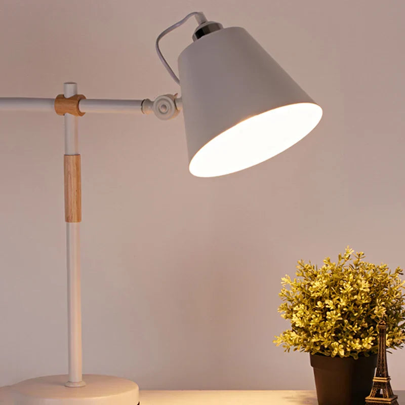 DecorBites™ Adjustable Wood Desk Lamp for Children's Study, Office, Bedroom - LED Reading Light