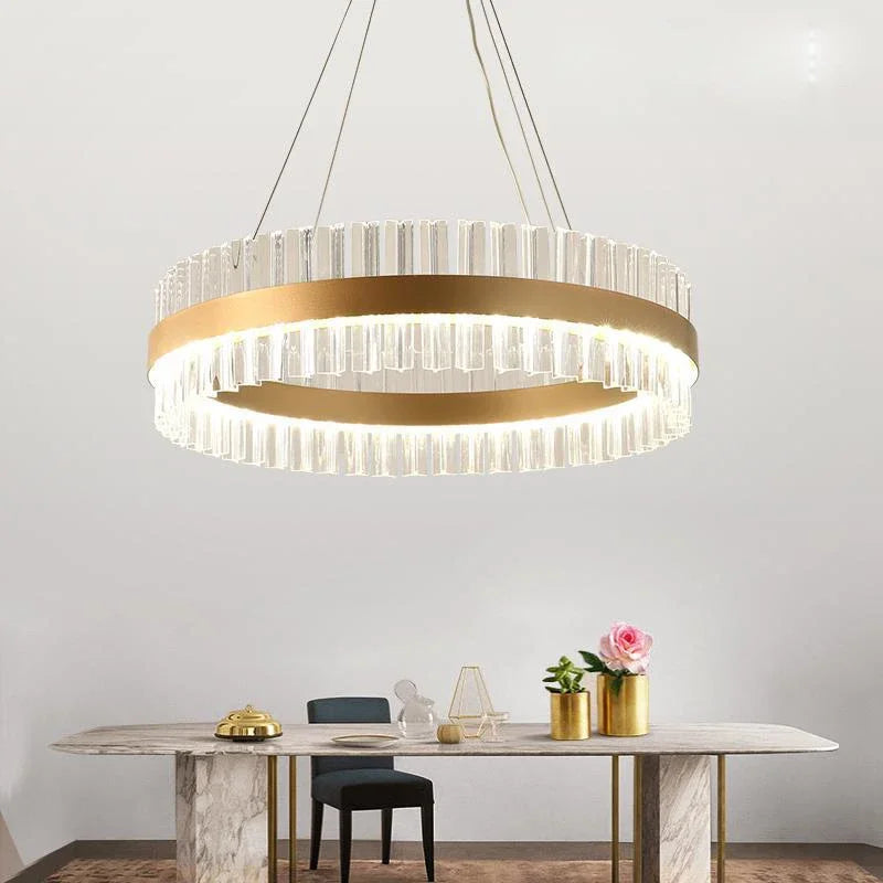 DecorBites™ Crystal LED Ring Chandelier: Modern Home Lighting Fixture