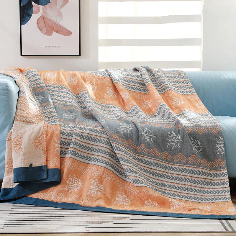 DecorBites™ Cotton Gauze Summer Blanket: Soft, Breathable, Cooling Quilt