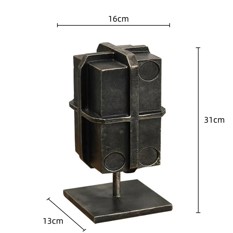 DecorBites™ Geometric Block Binding Box Bronzer Sculpture - Home Decor Figurine Craft