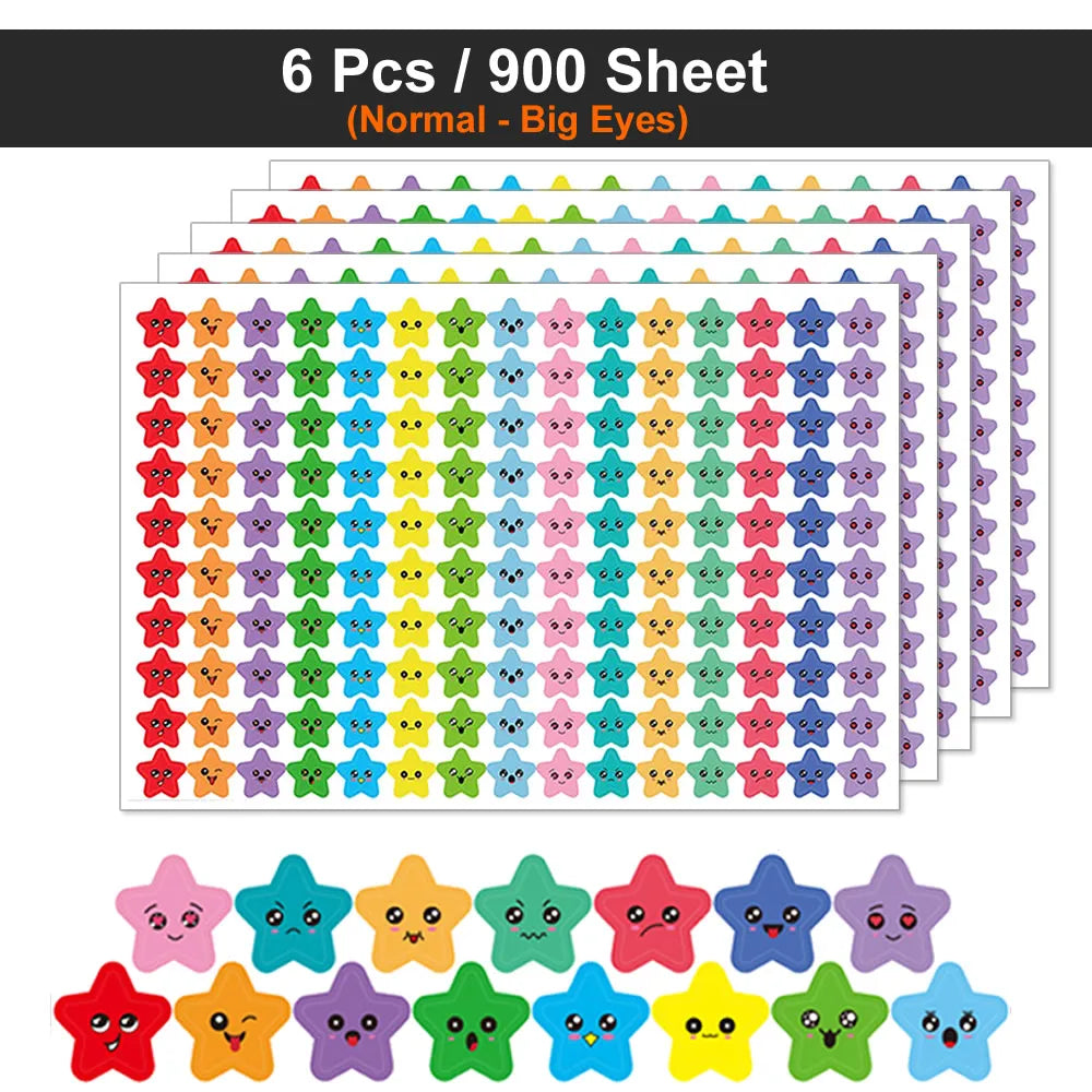 Happy Face Star Sticker Pack | Reward Stickers for Kids, DIY Craft Decorations