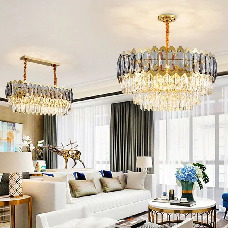 DecorBites™ Crystal Ceiling Chandelier for Modern Living Room Decor