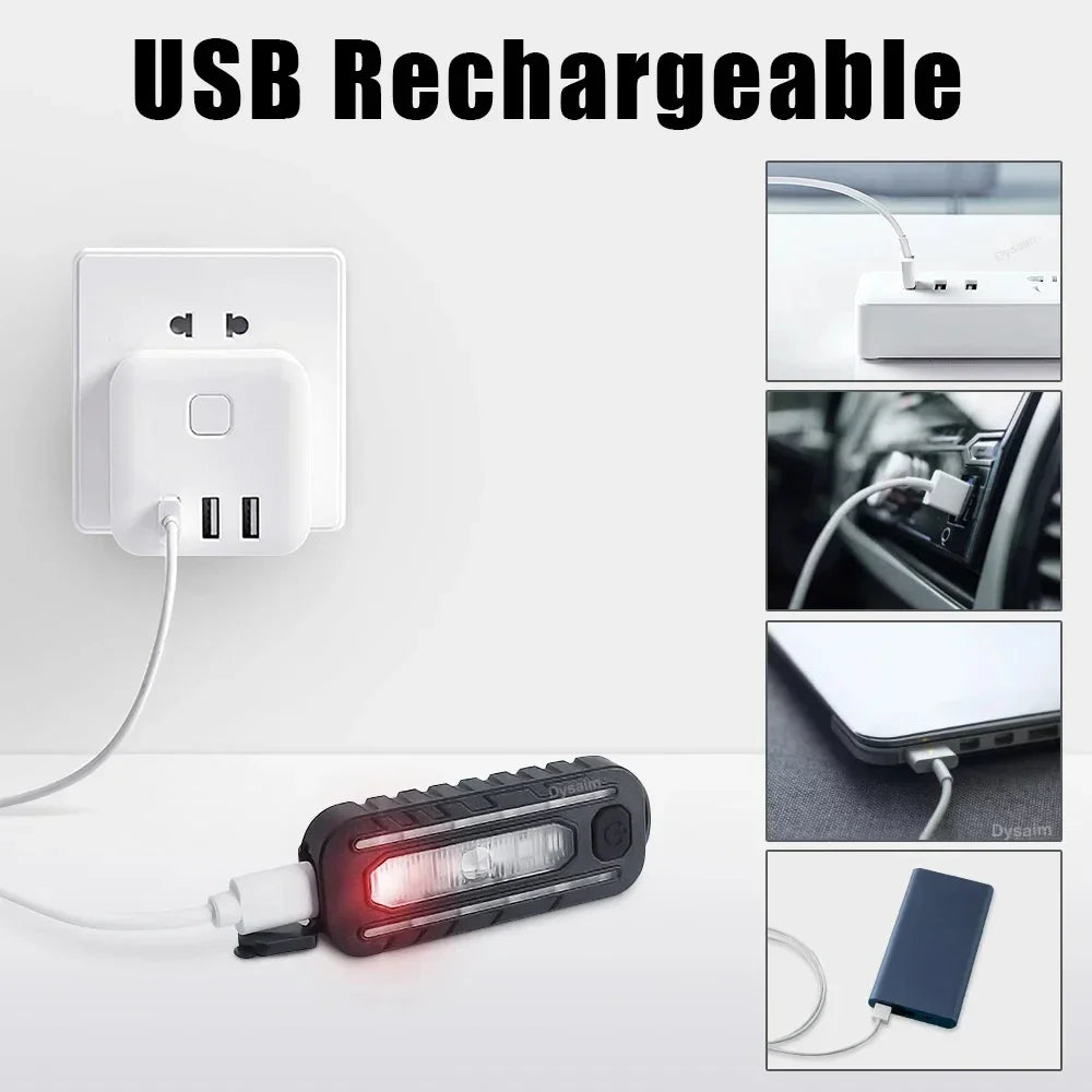 USB Rechargeable LED Flashlight with Shoulder Clip and Warning Flashing Light | Keychain Work Light