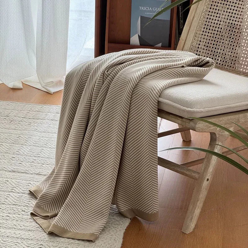 DecorBites™ Cozy Striped Blanket: Multi-Functional for Travel, Office, Car, Sofa & Airplane