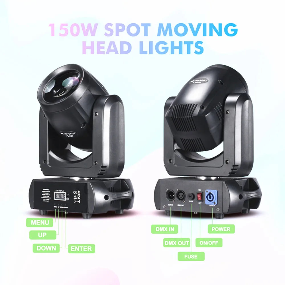 DecorBites™ 150W LED Moving Head Beam+Spot Light with 18 Rotating Prisms