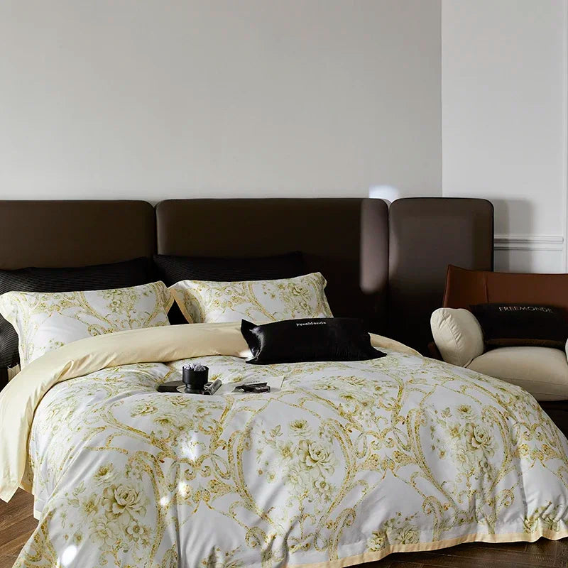 DecorBites™ Luxe 100s Egyptian Cotton Bedding Set: Sheet, Blanket, Cover, Pillowcase