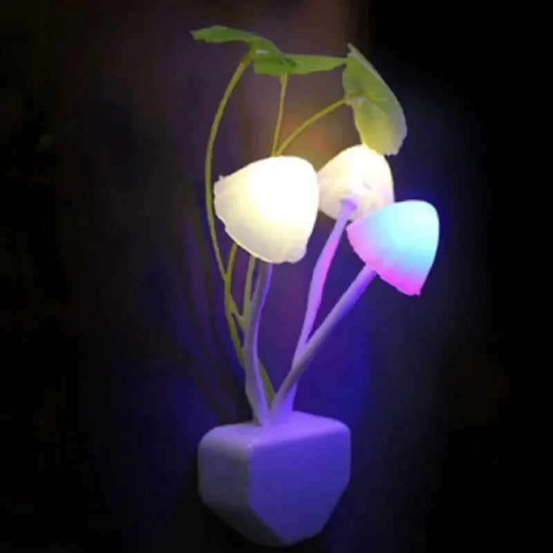Mushroom Night Light with Light Sensor | 3 Color LED Bedside Lamp for Kids Room
