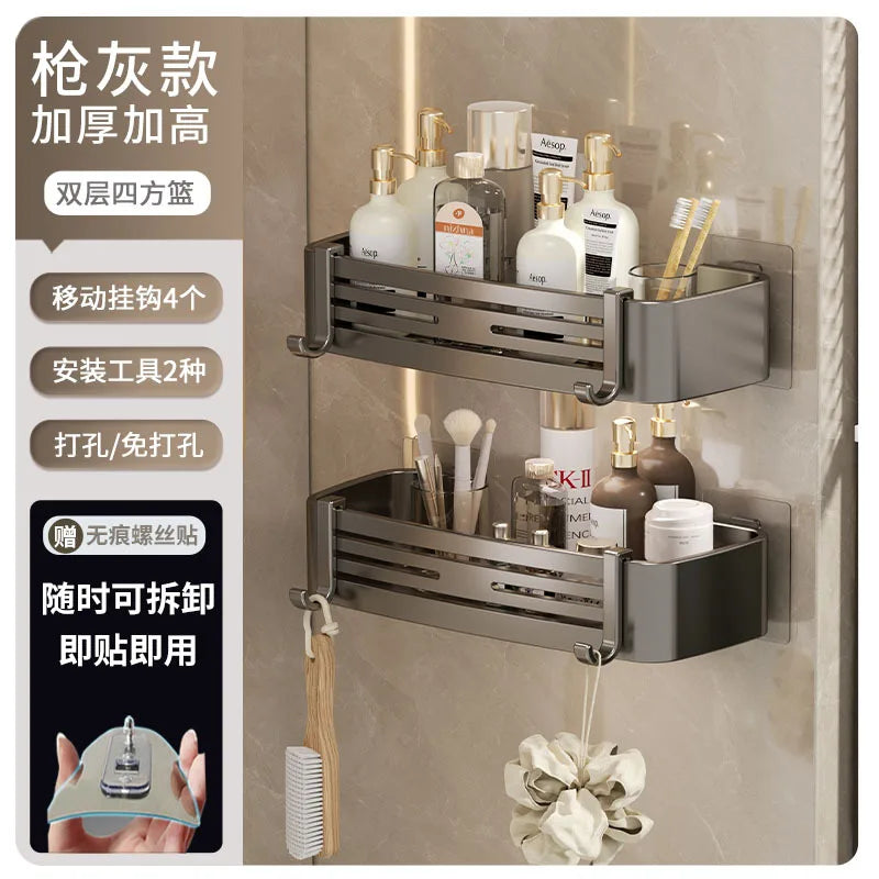 DecorBites™ Corner Shelf Organizer: Wall Mounted Storage Rack for Bathroom and Kitchen