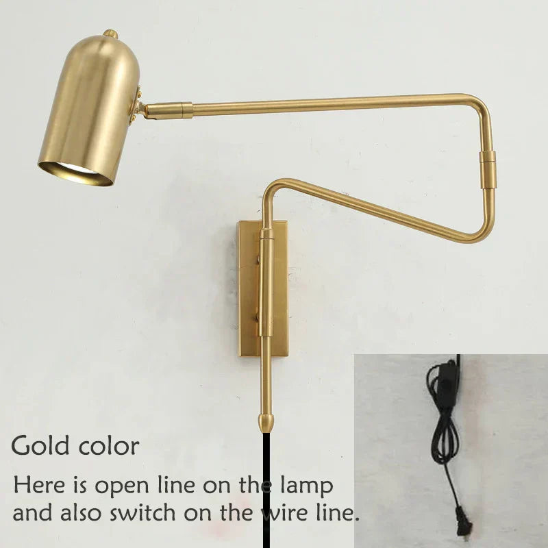 DecorBites™ Adjustable Long-Arm Wall Lamp with Switch, E27 Flex Reading Bedside Light