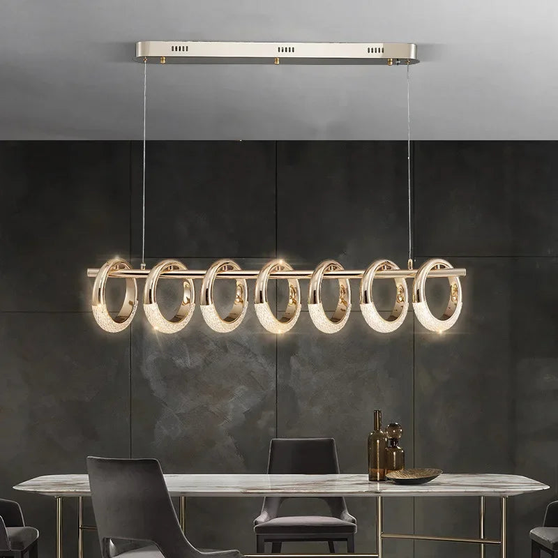 DecorBites™ Gold Acrylic Circle Ring LED Pendant Chandelier