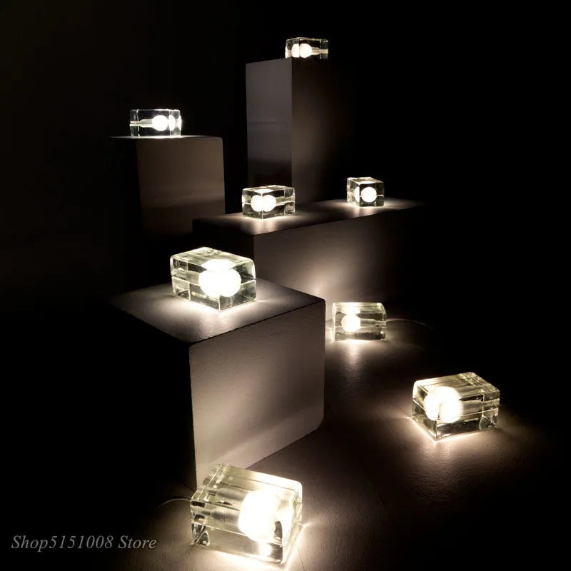 DecorBites™ Clear Ice Cube LED Table Lamp for Modern Bedroom Decor
