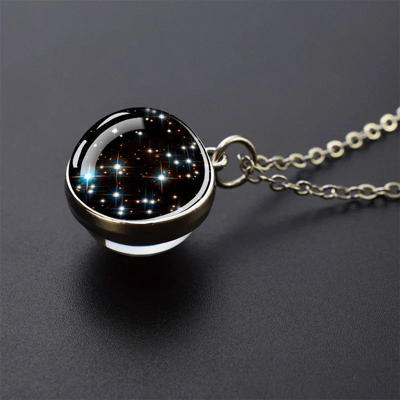 Solar System Glass Ball Pendant Necklace | Astronomy Galaxy Jewelry
