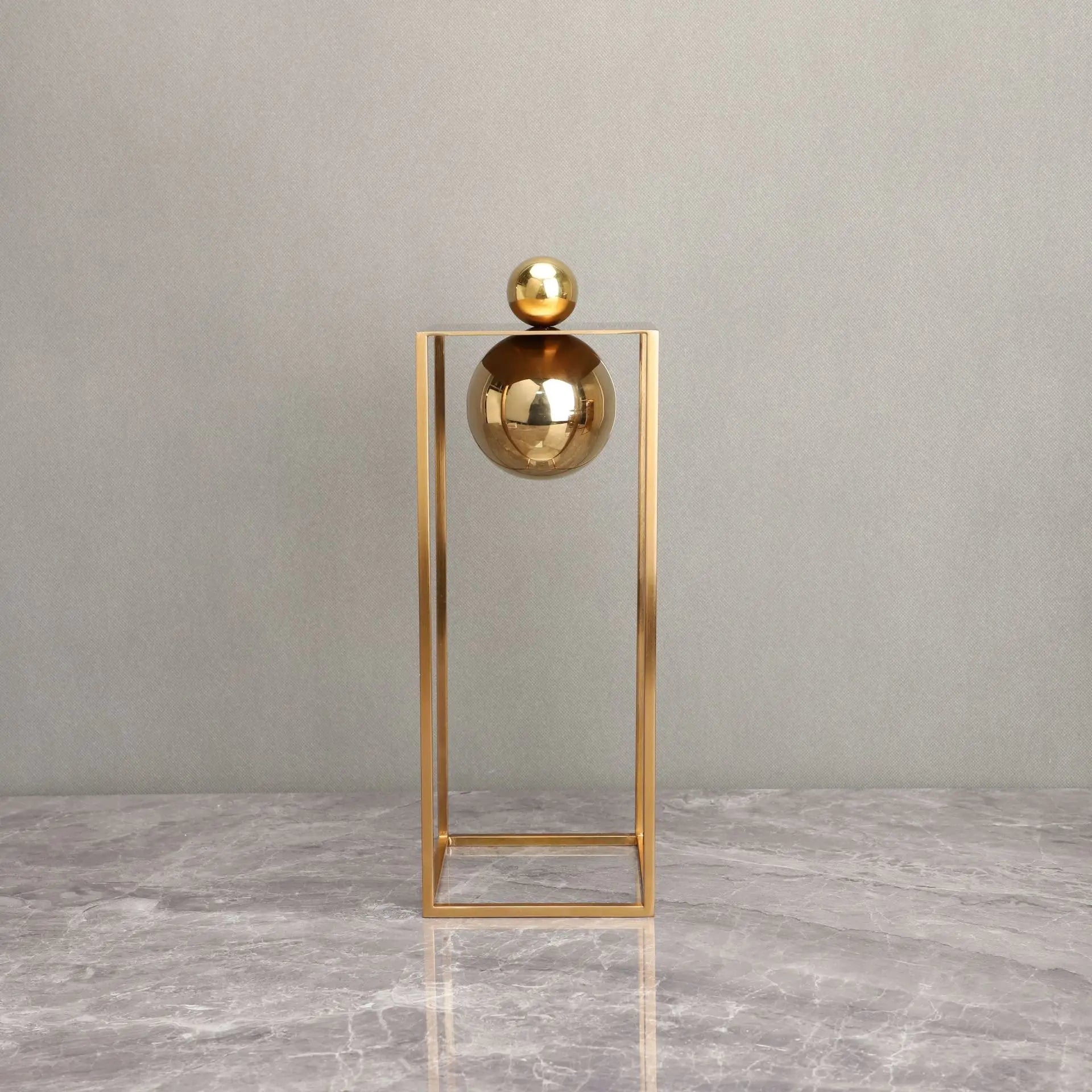DecorBites™ Geometric Gold Frame Sculpture Decorative Figurines Metal Home Decor