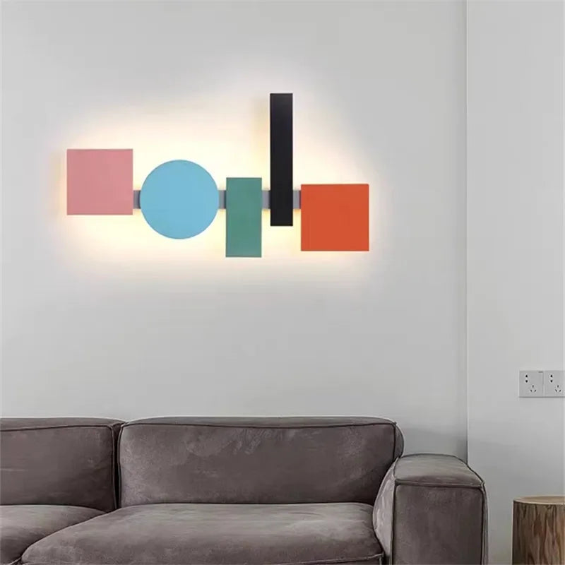 DecorBites™ Geometric Flush Mount Macaron Lamp for Living Room Bedside Lighting