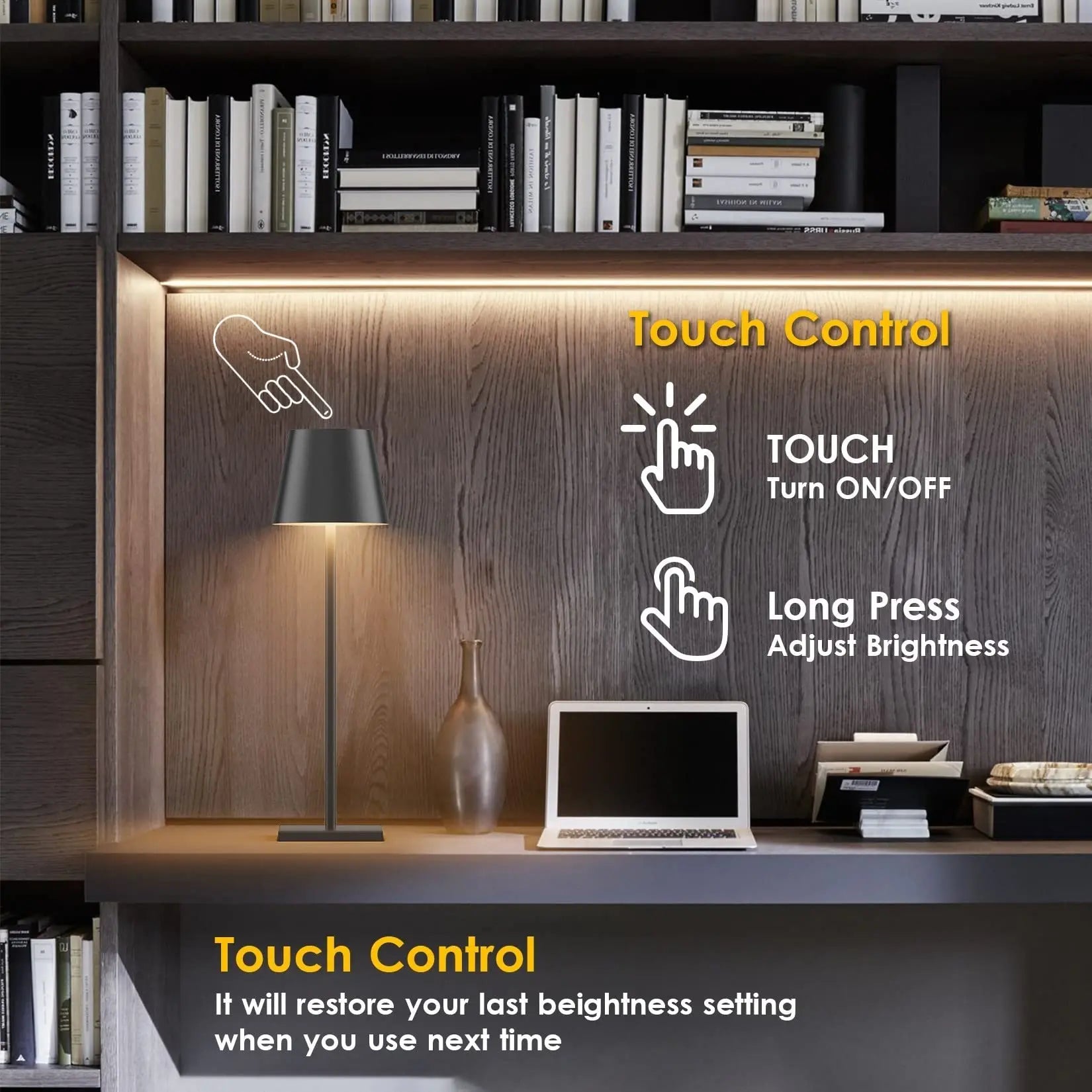 DecorBites™ Cordless LED Mosaic Table Lamp with Wireless Charger and Touch Dimmer