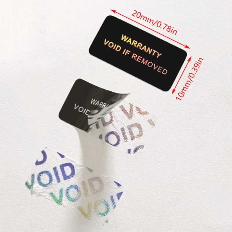 100 Pack Tamper Proof Warranty Stickers | Security Seal Void Labels