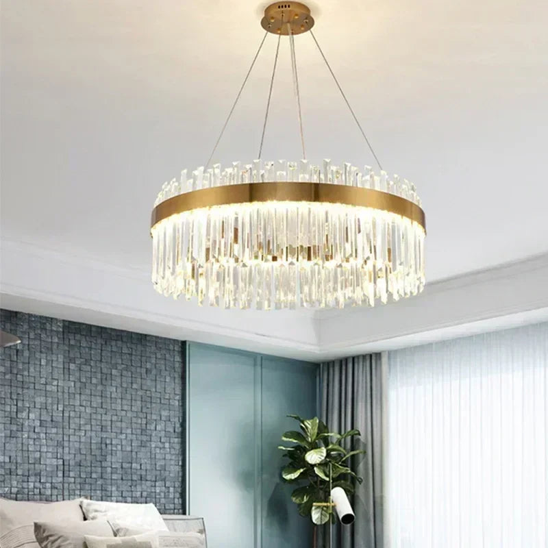 DecorBites™ Crystal Gold Ceiling Pendant Light for Living Room Dining Kitchen
