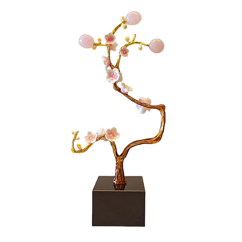 DecorBites™ Golden Tree Crystal Ball Statue Metal Decor Figurine