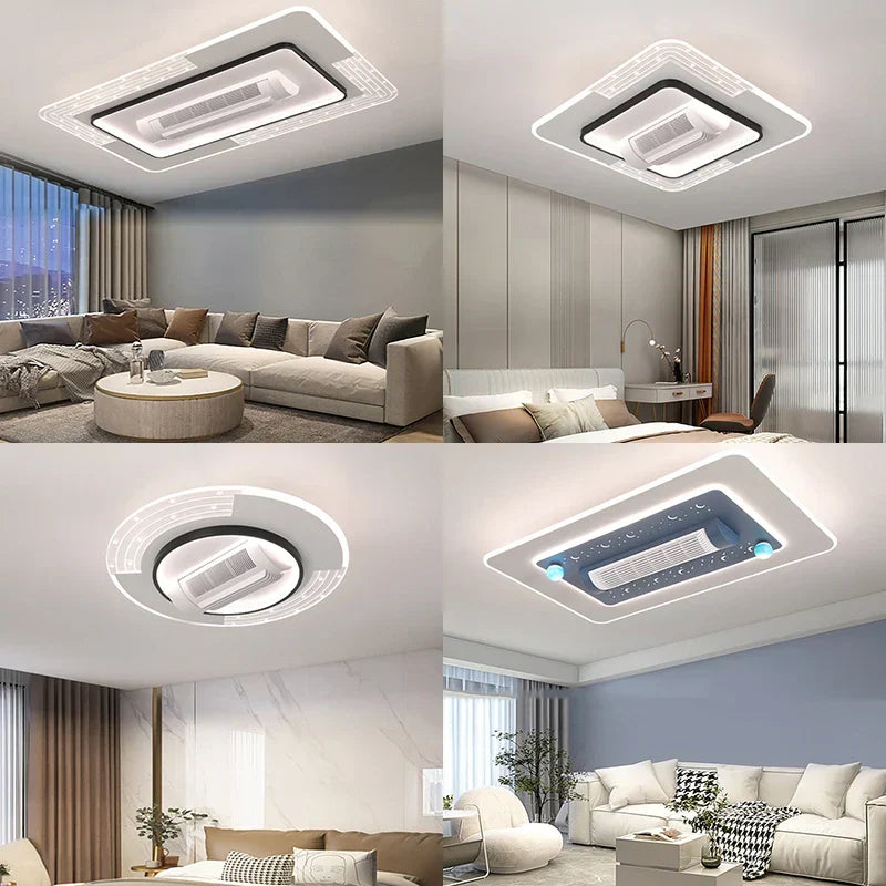 DecorBites™ LED Bladeless Ceiling Fan Dimmable Remote Modern Indoor Lightingusc