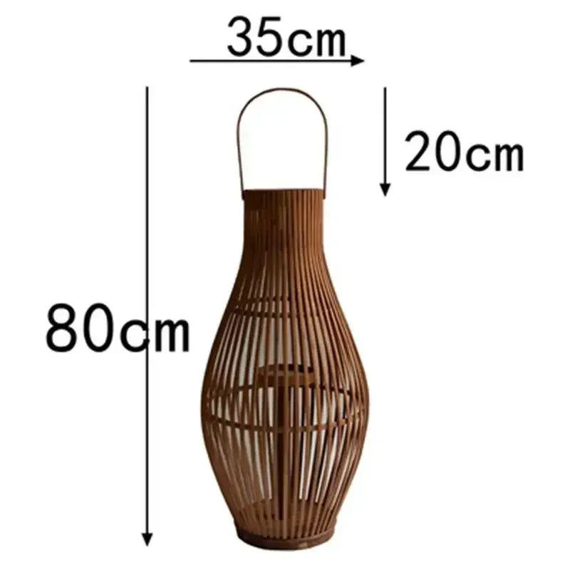 DecorBites™ Bamboo Lantern Candle Holder Vintage Nordic Style Wood Floor Decoration