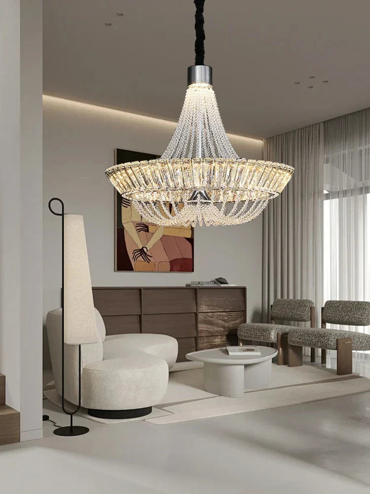 DecorBites™ Crystal Ceiling Chandelier - Elegant Two-story Room Decor
