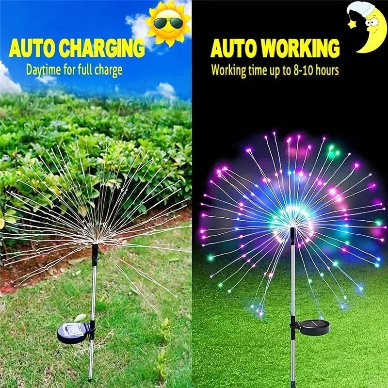 LED Solar Fireworks Lights – Outdoor Waterproof Garden Lights with Remote