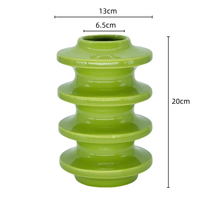 DecorBites™ Geometric Circles Abstract Ceramic Vase Spiral Home Decor Accessory