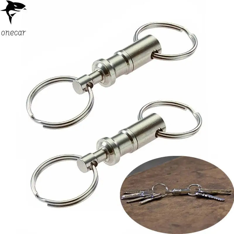 Detachable Key Ring with Snap Lock | Steel Chrome Keychain Holder