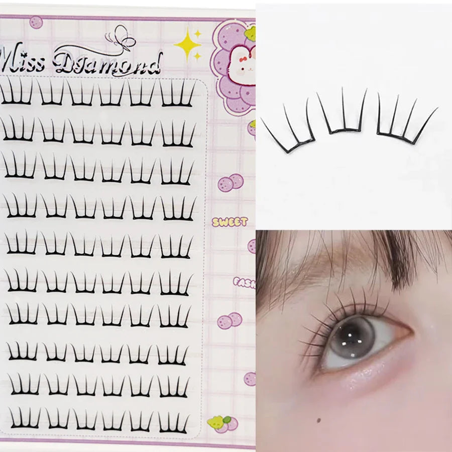 10 Rows Dense Natural False Eyelashes Segmented Glue-free Eyelash Extension | Lightly Curling Eyelash Cluster