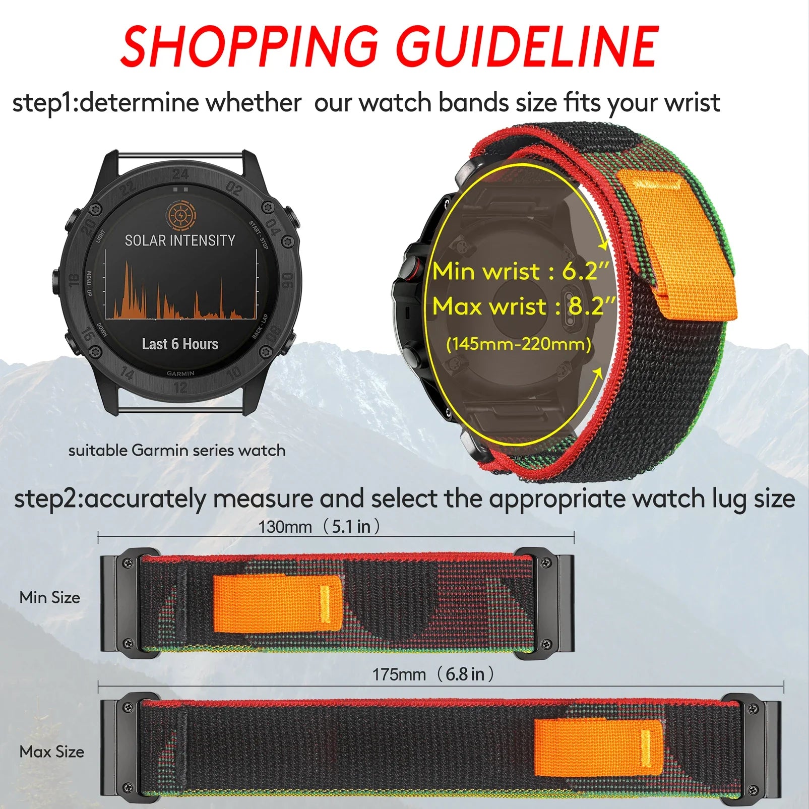 Garmin Rugged Woven Nylon Sport Band - Durable & Comfortable