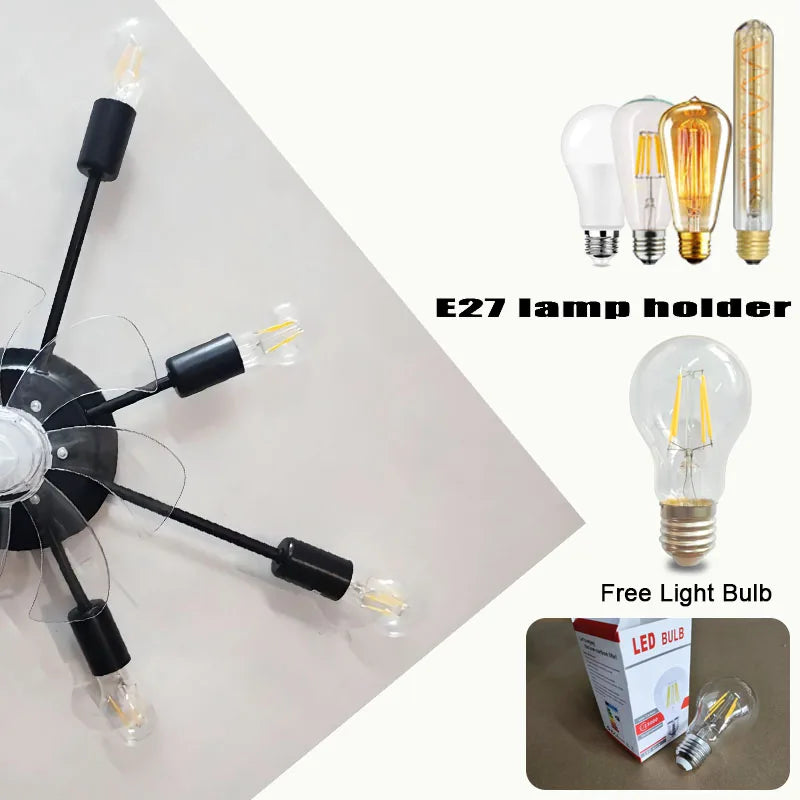 DecorBites™ Industrial Ceiling Fan with Remote Control & LED Lights