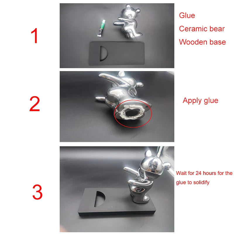 Ceramic Bubble Bear Wine Bottle Holder Countertop Storage Stand for Wedding Party Home Decor