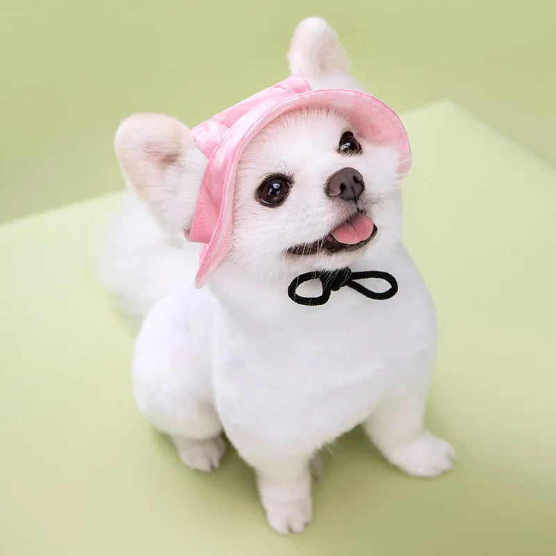 Dog Sun Hat with Ear Holes | Breathable Cotton Bucket Hat for Small Pets