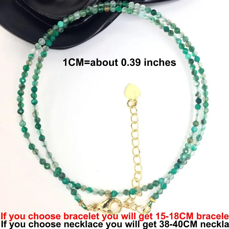 Faceted Gemstone Bead Choker Necklace and Bracelet Set | Natural Stone Jewelry for Men and Women