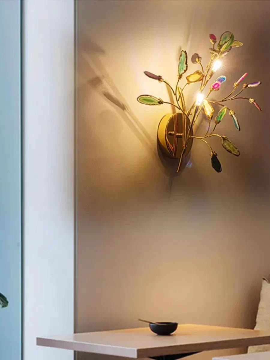 DecorBites™ Agate LED Wall Lamp Sconces Gold Metal Surface Mount E14 G4 Bulb