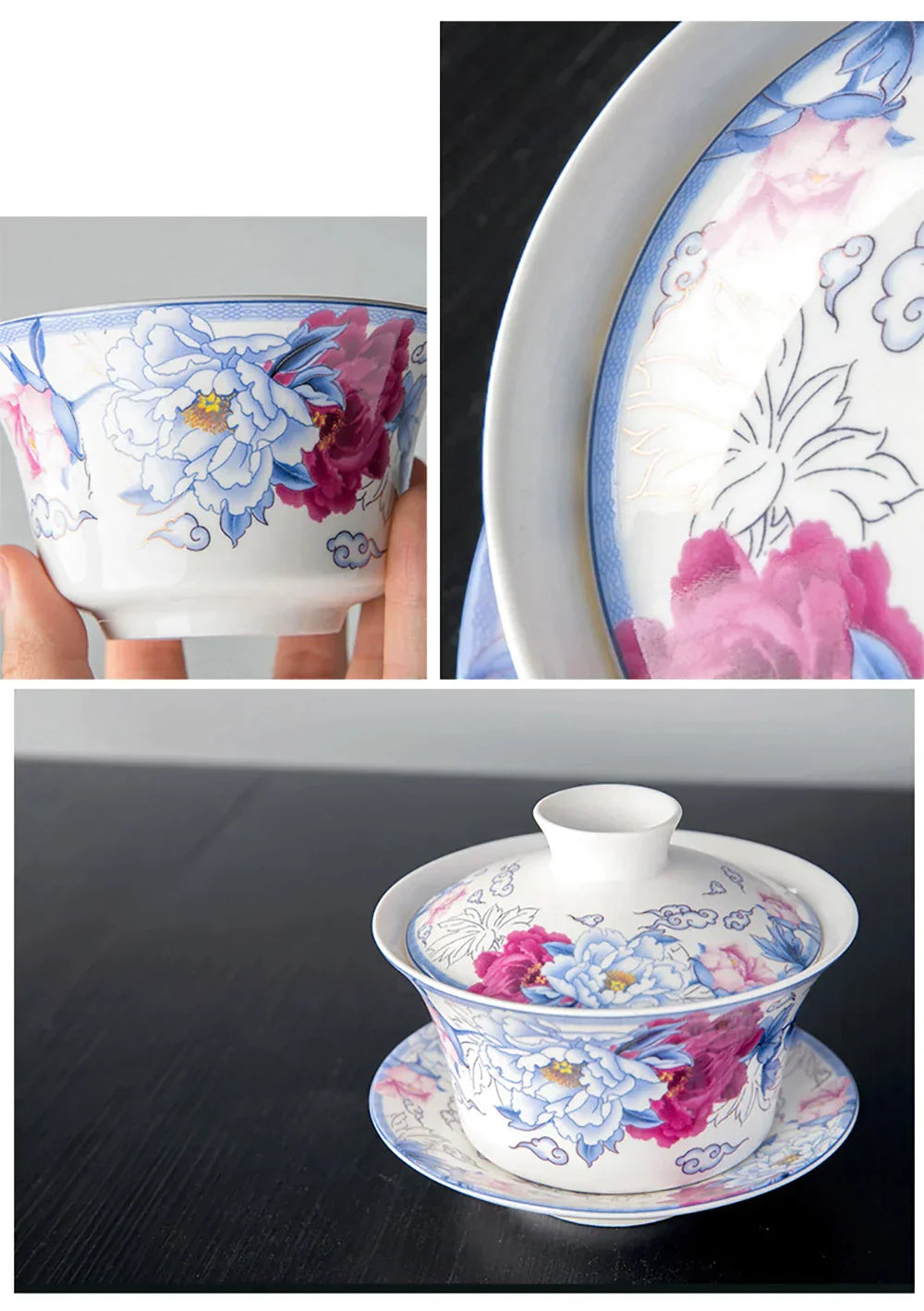 DecorBites™ 350ml Ceramic Gaiwan Porcelain Tea Cup Set